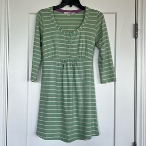 Boden Green and White Striped Dress